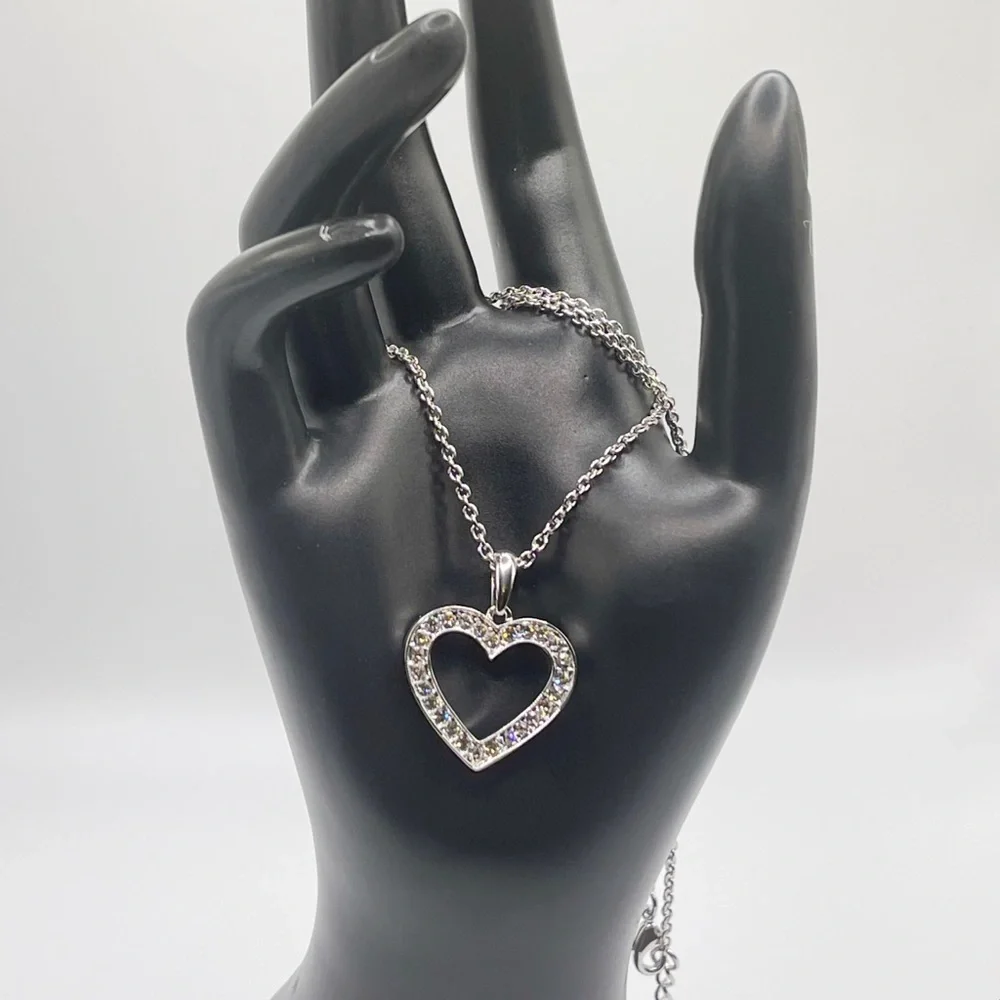 Brilliant Love Swarovski Crystal Open Heart Pendant Necklace